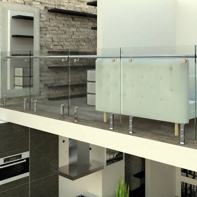 Modern style of balcony  glass balustrade with spigots