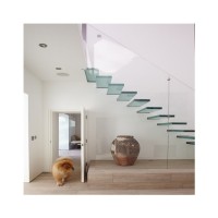 Modern Floating Staircase Marble Step Straight Stairs